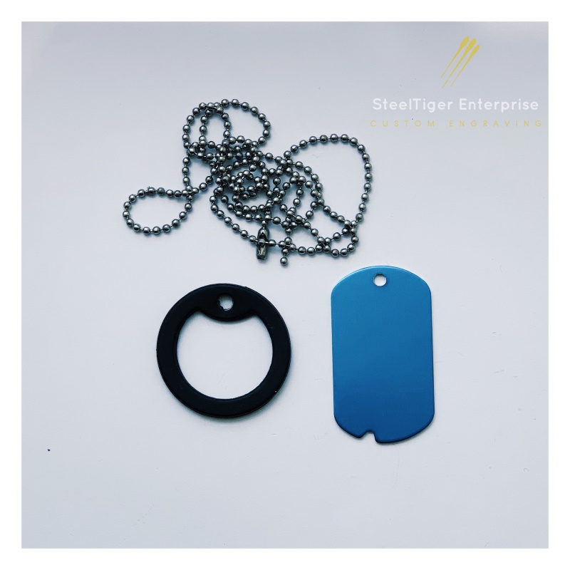Anodized Aluminum Color Dog Tags (0.8 mm thick) - Ball Chain