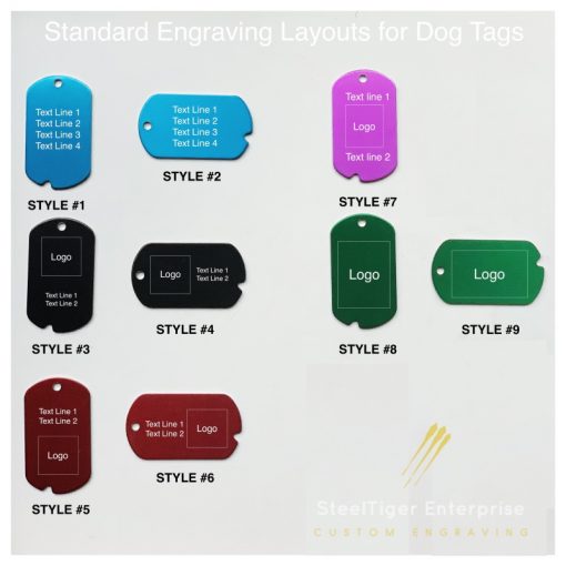 SteelTiger dog tag layouts
